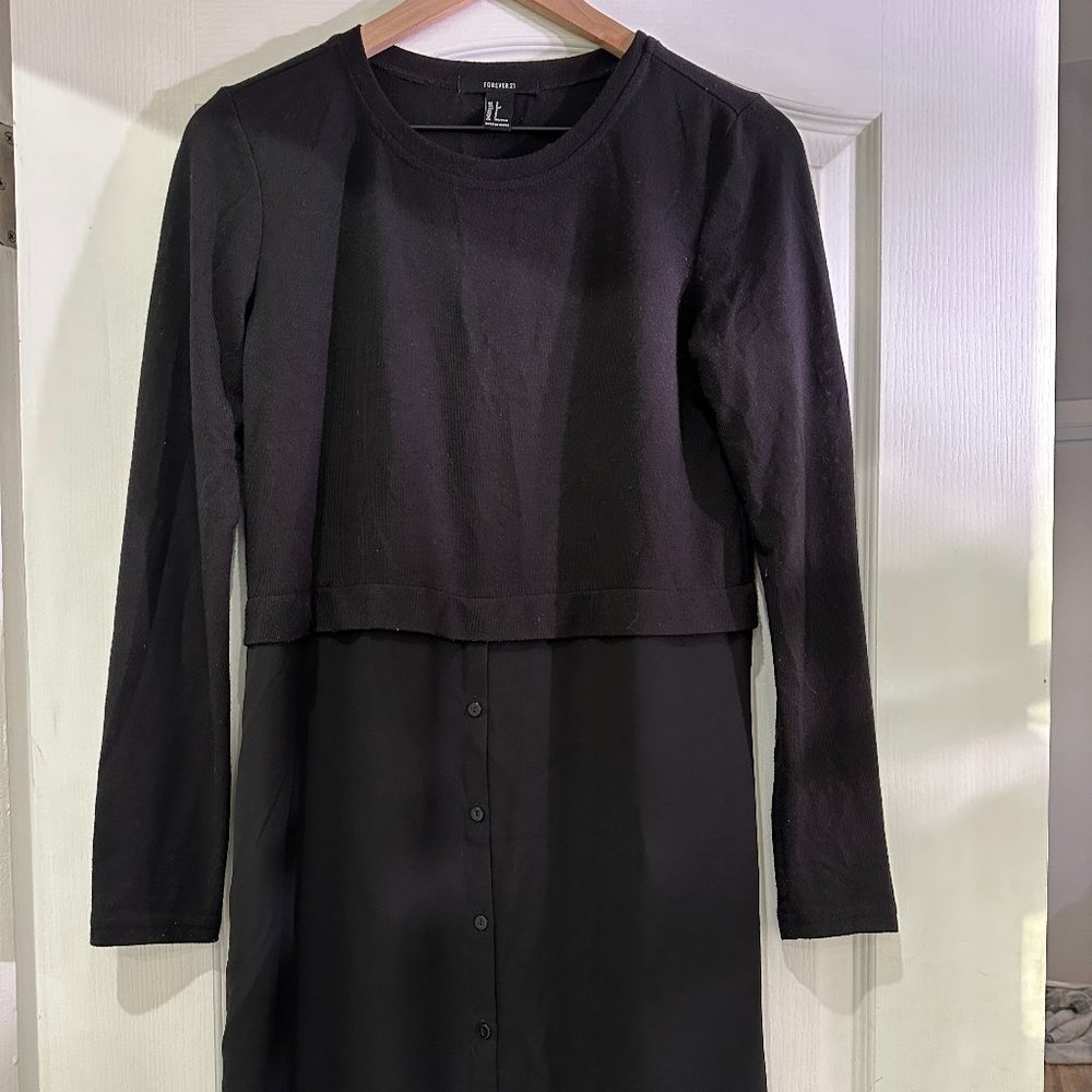 Forever 21 Black Dress Two Piece Style, Size Small